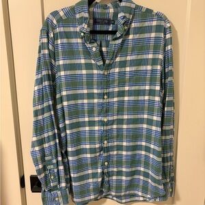 Vineyard Vines Blue and Green Plaid Shirt